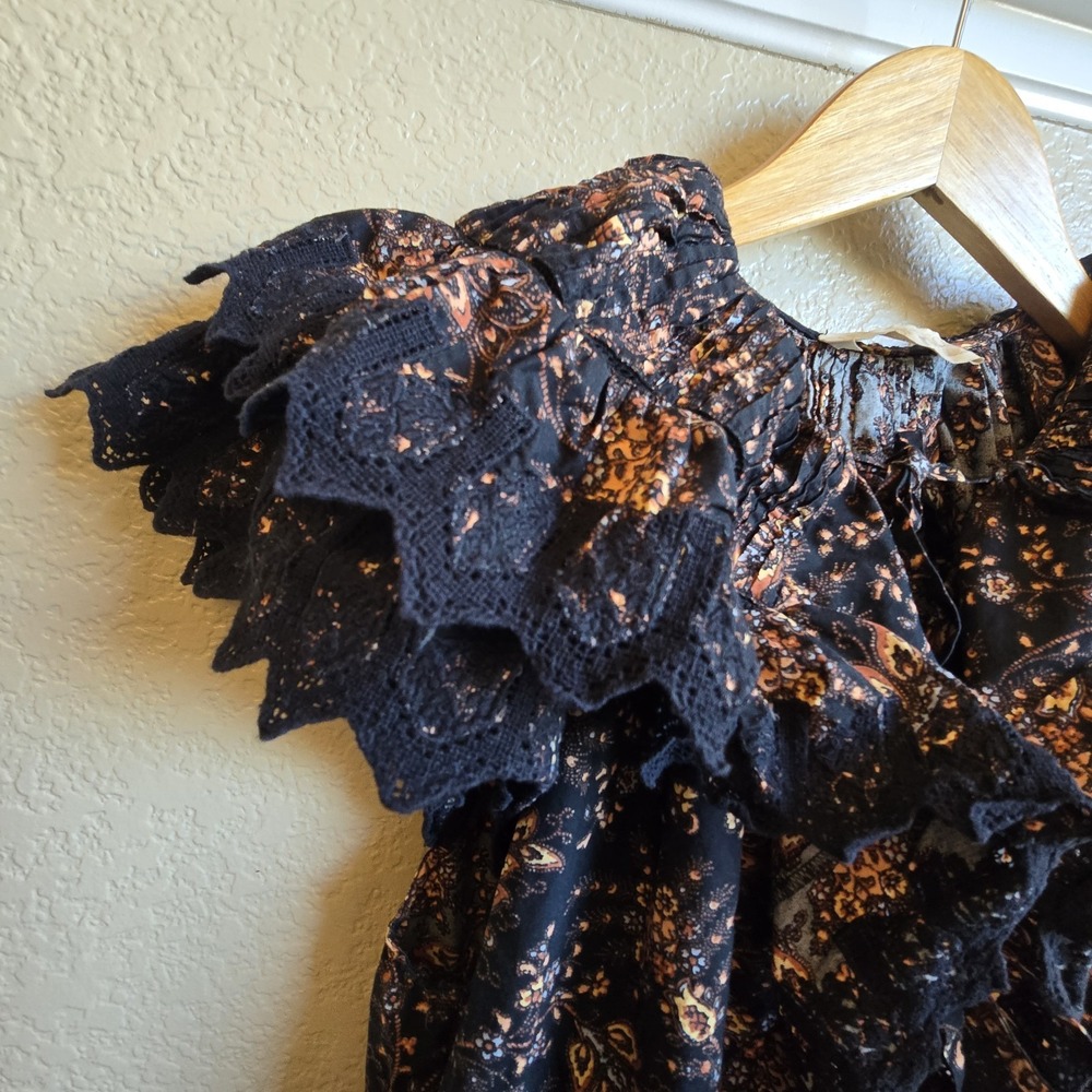 Ulla Johnson Jacqueline 8 Black Floral Pleated Cocktail Evening Midi Dress - Picture 3 of 14